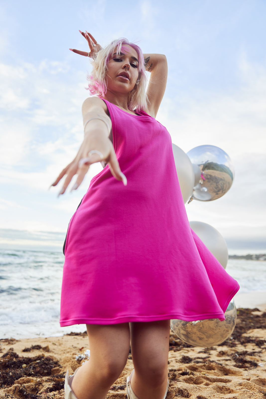 Adults wearable towel in Magenta with black contrast 