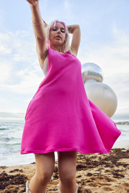dults wearable towel dress in Magenta colour